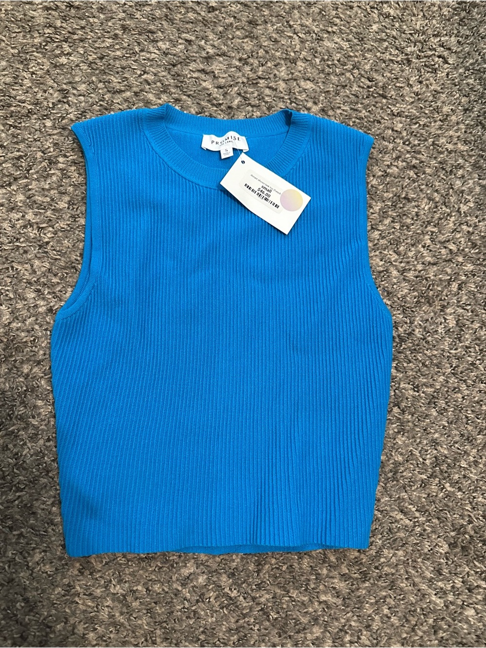 Promise Bright Blue Ribbed Sleeveless Tank Top